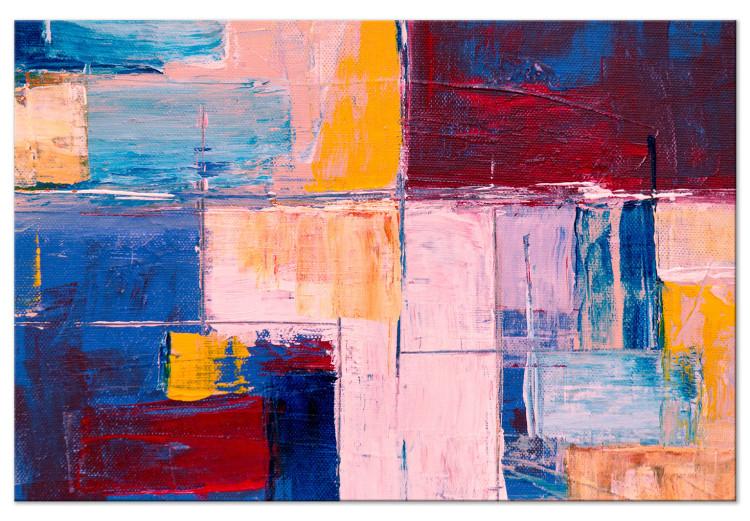 Canvas Oil Abstraction (1-piece) - geometric colorful composition
