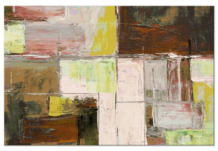 Canvas Oil Abstraction (1-piece) - geometric composition in browns