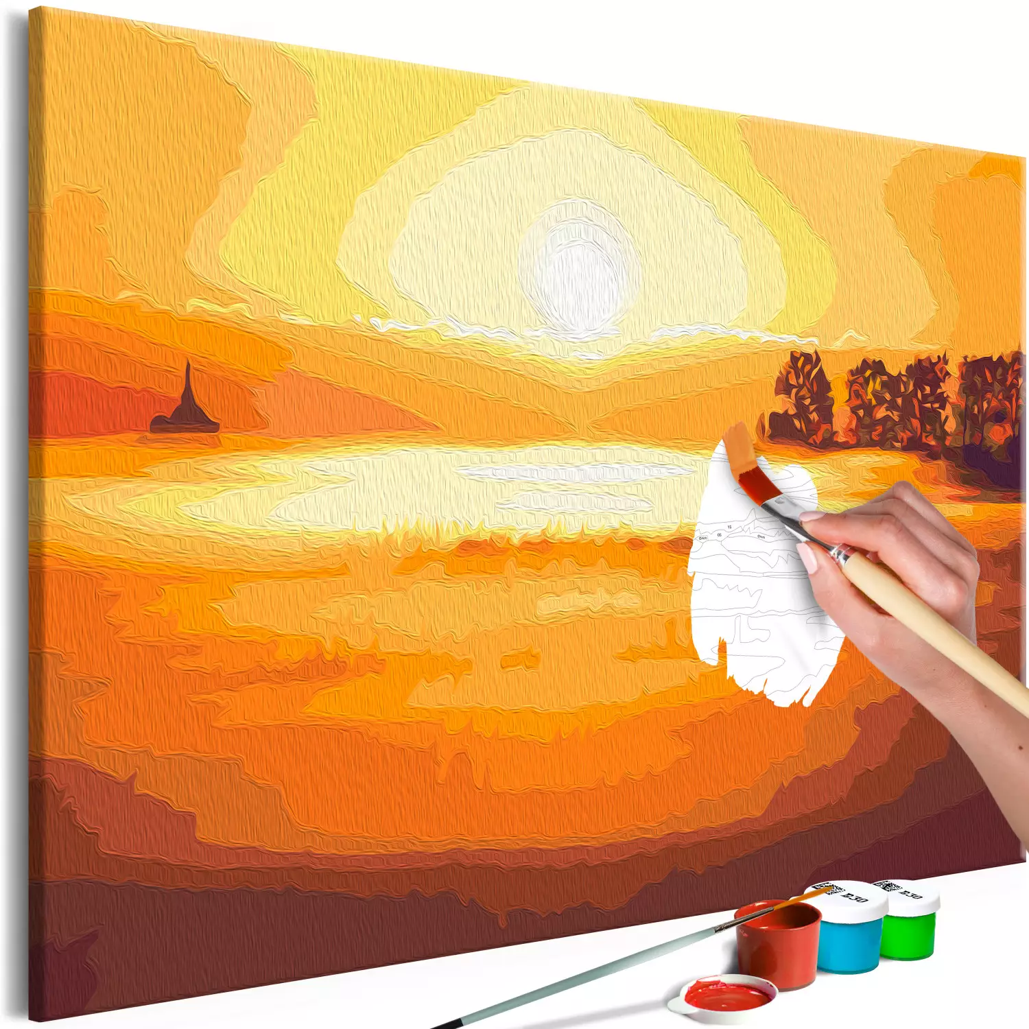 Paint by number Honey Fog - Valley Illuminated With Gold at Sunrise