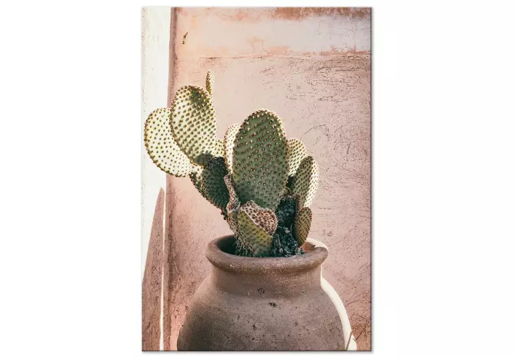 Canvas Cactus in a Pot (1-piece) - landscape with a spiky plant in a pot
