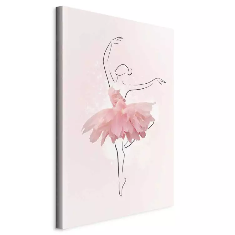 Ballerina (1-piece) - woman's line art in a pink floral dress