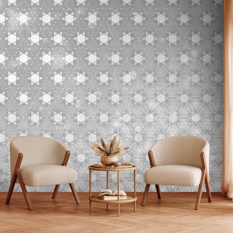 Wall Mural Silver Suns - Oriental Pattern With a Regular Pattern on Concrete