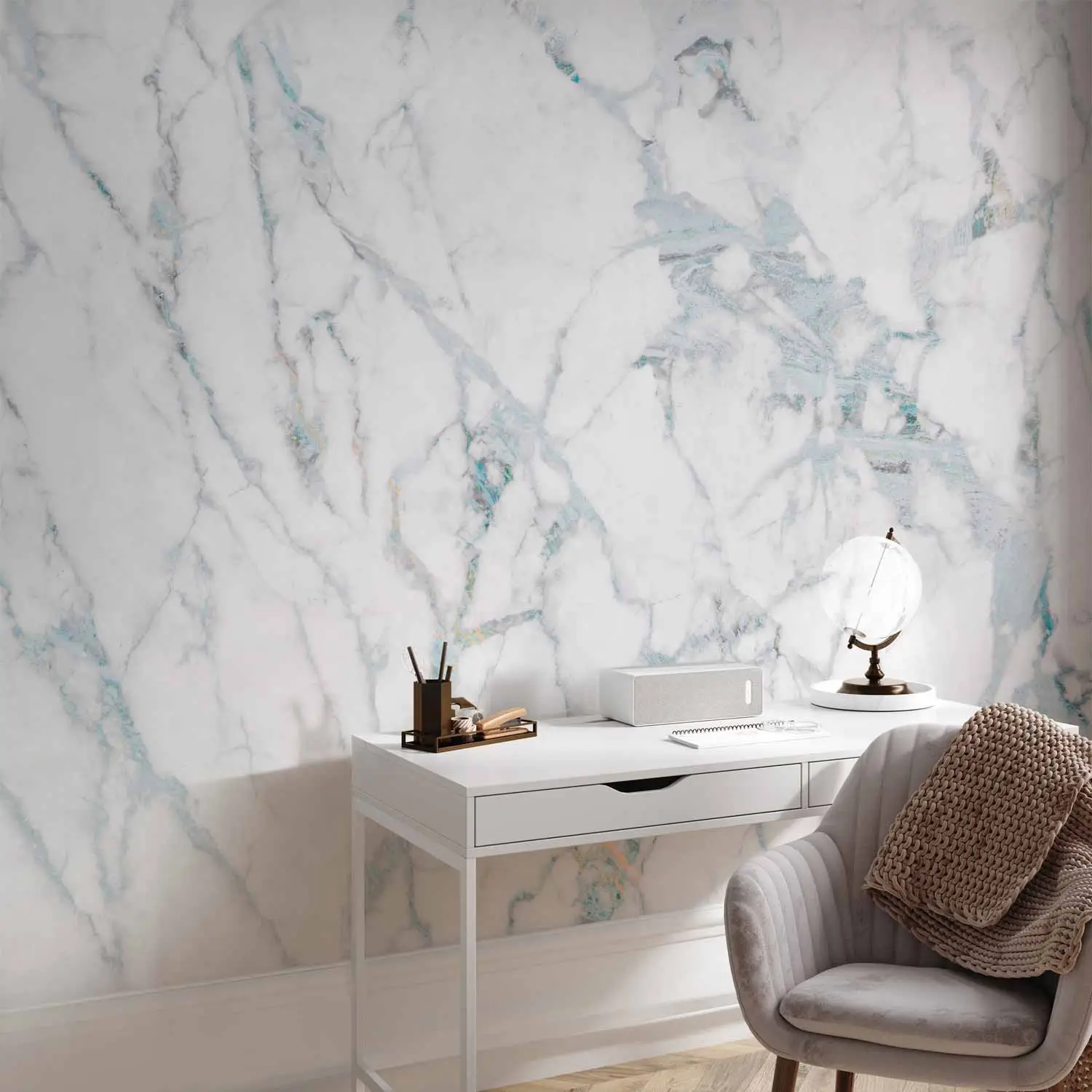 white and blue marble wallpaper