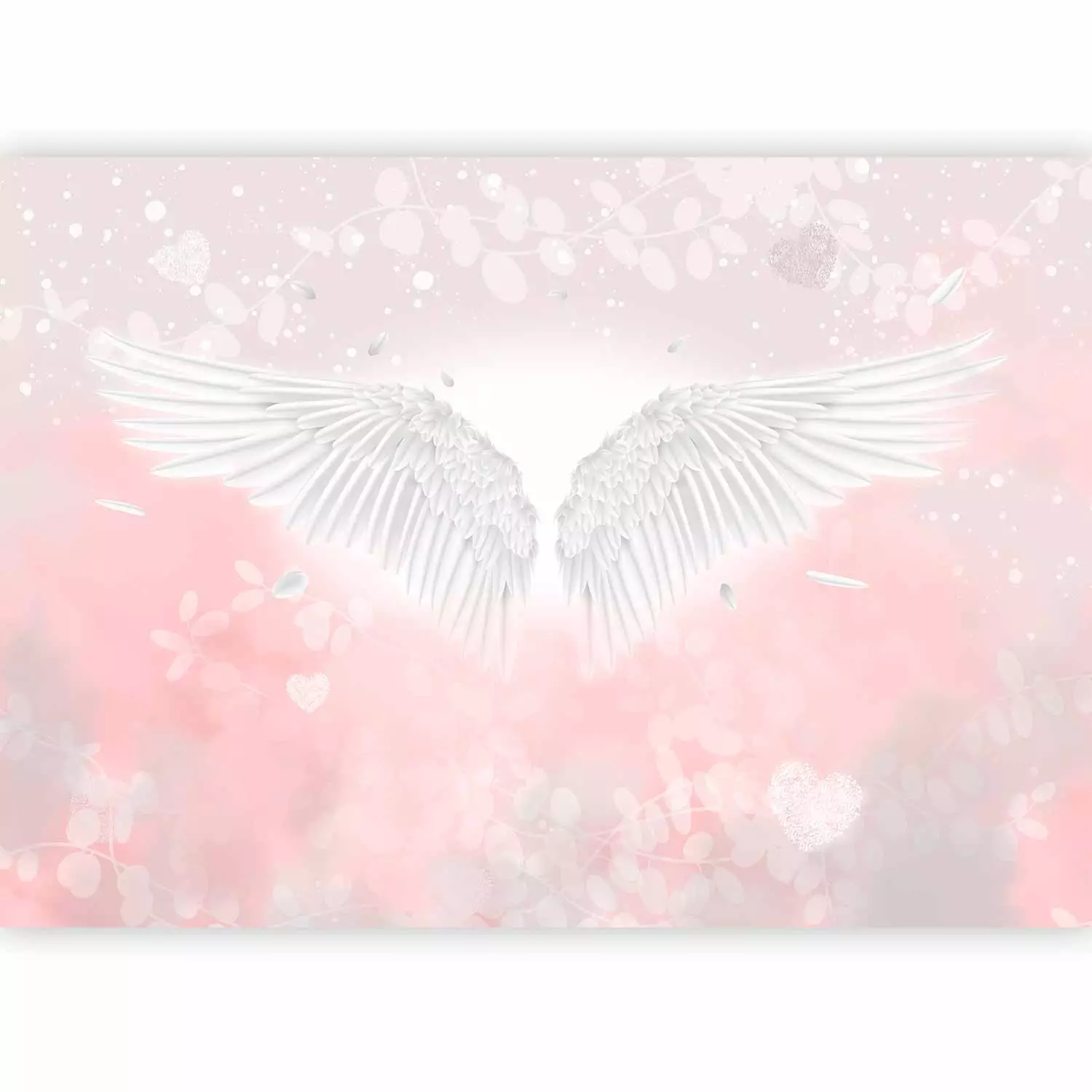 Wall Mural Angel Wings and Feathers - Heavenly Theme in Pink ...