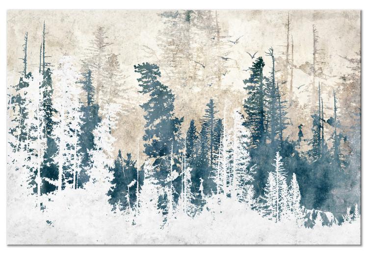 Canvas Abstract Grove (1-piece) - forest landscape and birds among trees