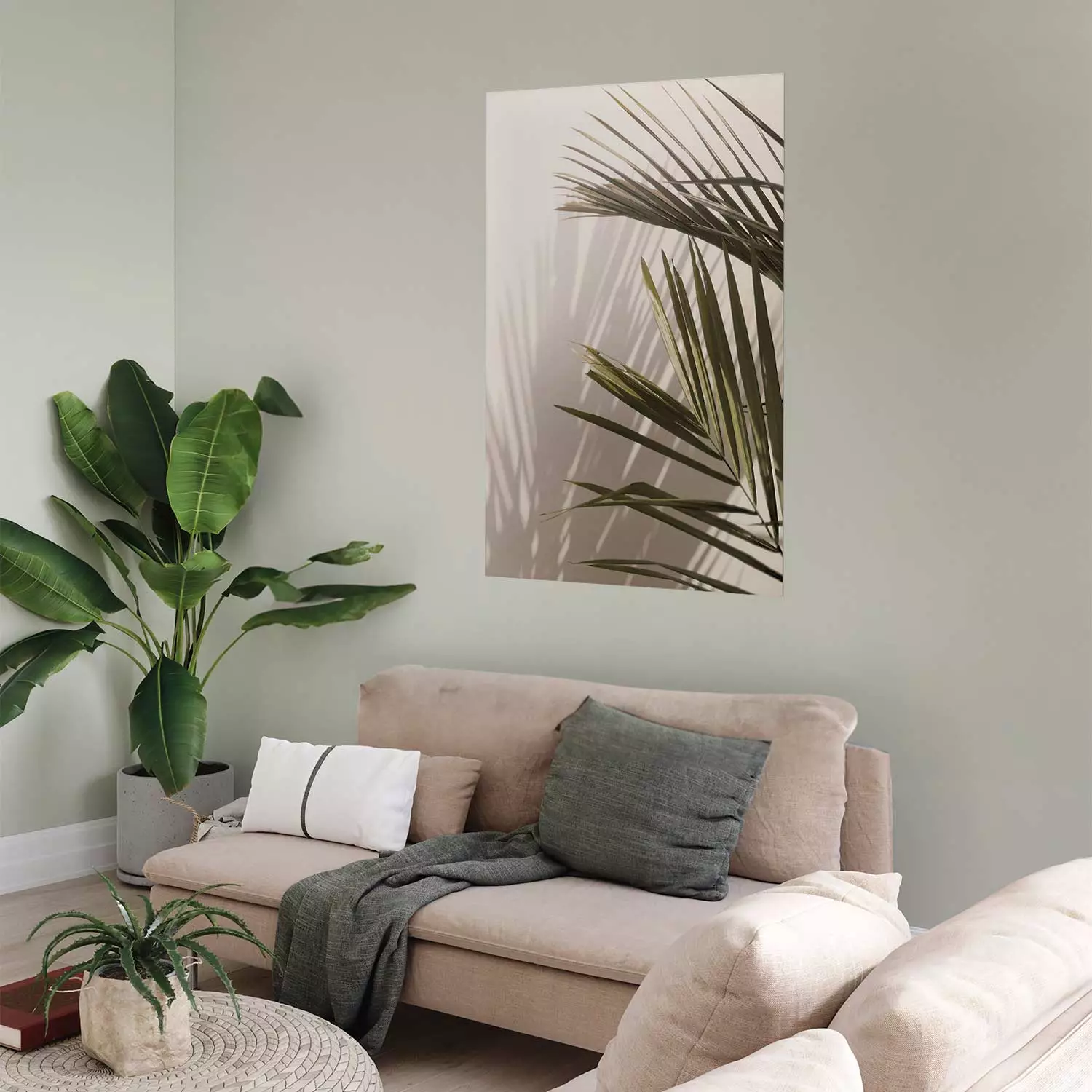 Wall Poster Palm Leaves - Sunny View With a Peaceful Play of Shade and Light