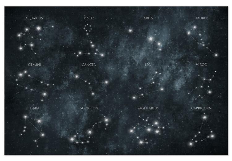 Canvas Stars (1-piece) - space landscape with names of zodiac signs