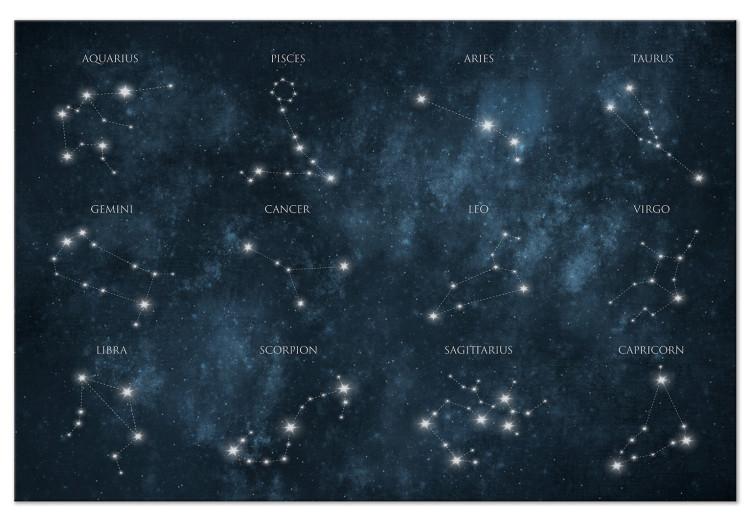 Canvas Zodiac Space (1-piece) - star constellations in a dark landscape
