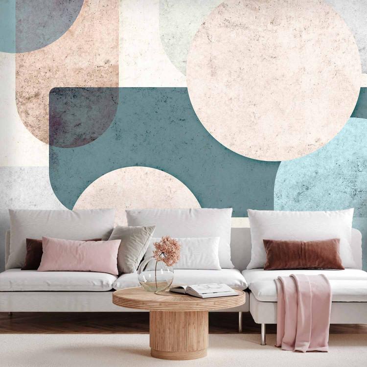 Wall Mural Geometric Disorder - Abstract Composition of Pastel Shapes - Second Variant