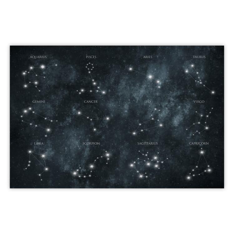 Poster Stars - Constellations With the Names of the Signs of the Zodiac in the Picturesque Cosmos