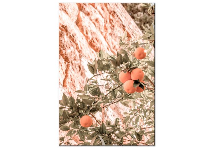 Canvas Young Clementines (1-piece) - fruits among branches of a green tree