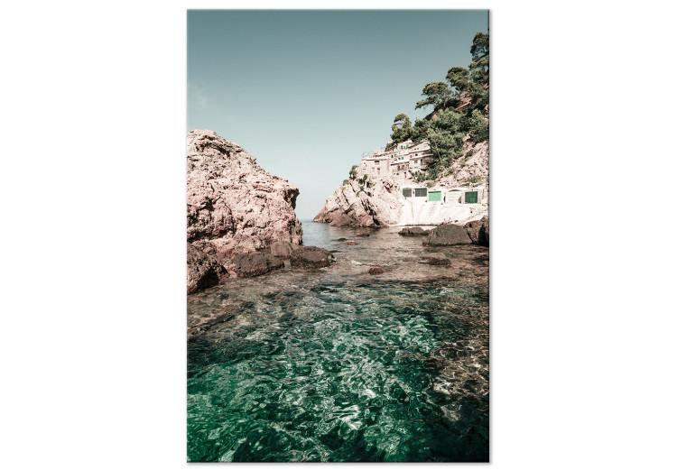 Canvas Houses in the Balearics (1-piece) - seascape with rocks in the background