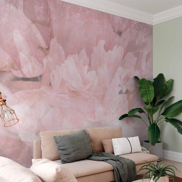 Wall Mural Peony Petals - Delicate Interior of a Pale Pink Flower