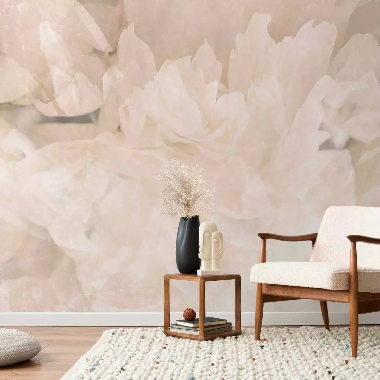 Creamy Peony Petals - Delicate Flower Interior in Light Sepia
