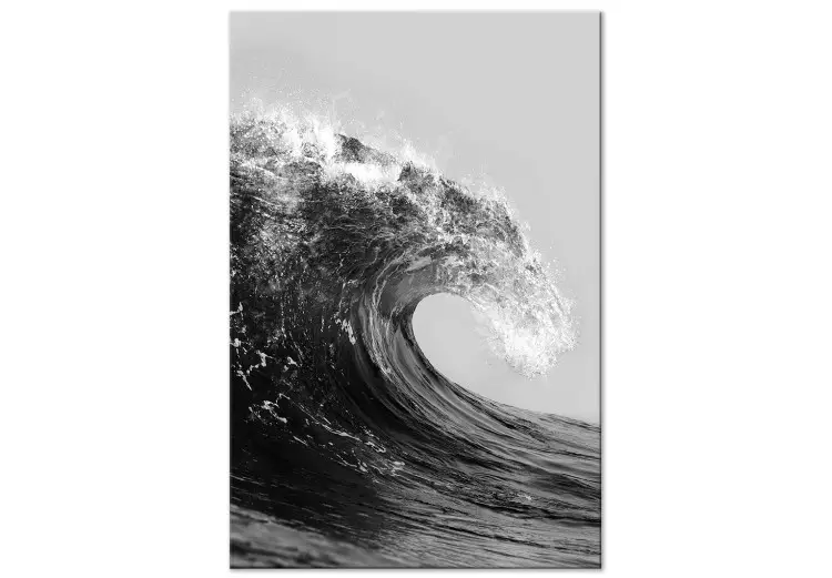 Canvas Sea in Black and White (1-piece) - unique seascape with a wave