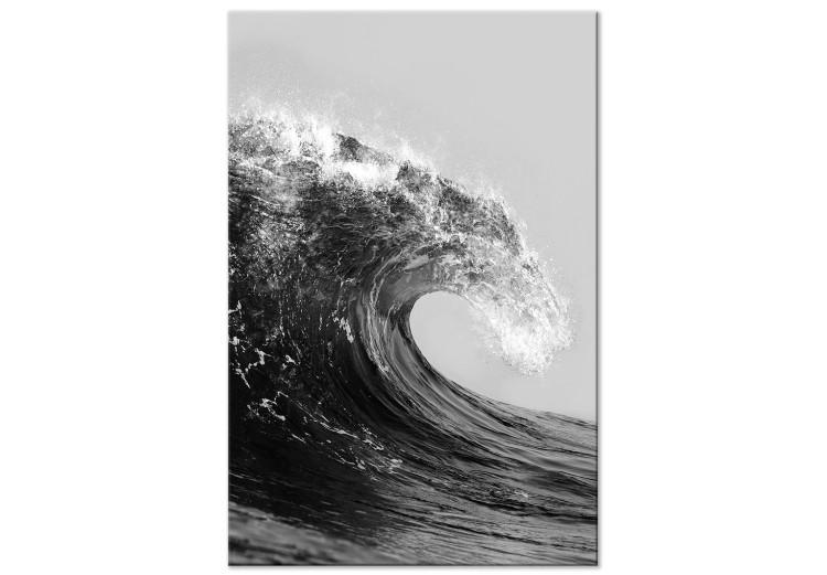 Canvas Sea in Black and White (1-piece) - unique seascape with a wave