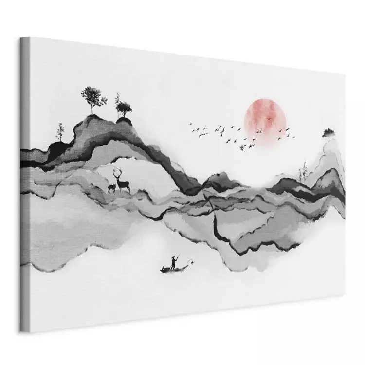 Watercolor Mountains (1-piece) - beautiful natural landscape in Japanese style