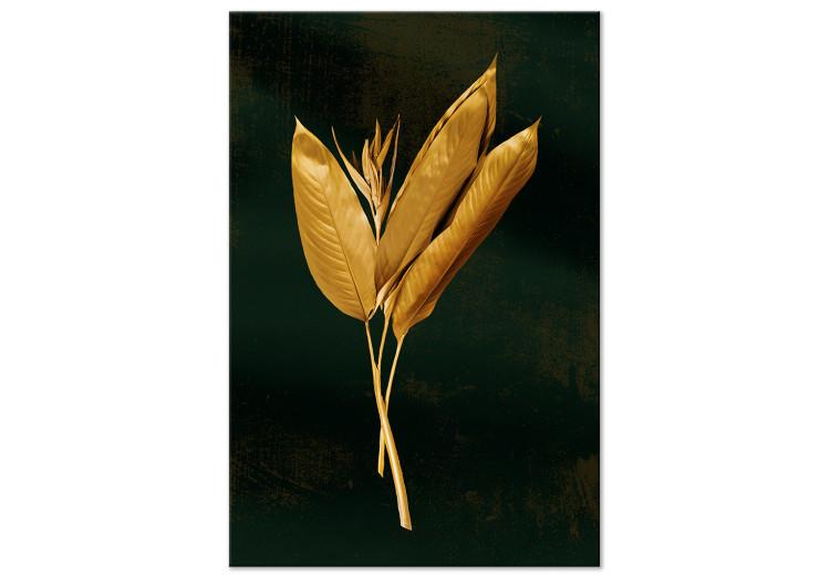 Canvas Bouquet of Leaves (1-piece) - landscape with golden foliage on a black background