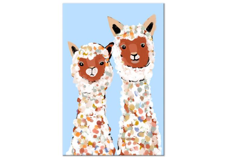 Canvas Two Llamas - Happy Animals Painted With Colorful Spots