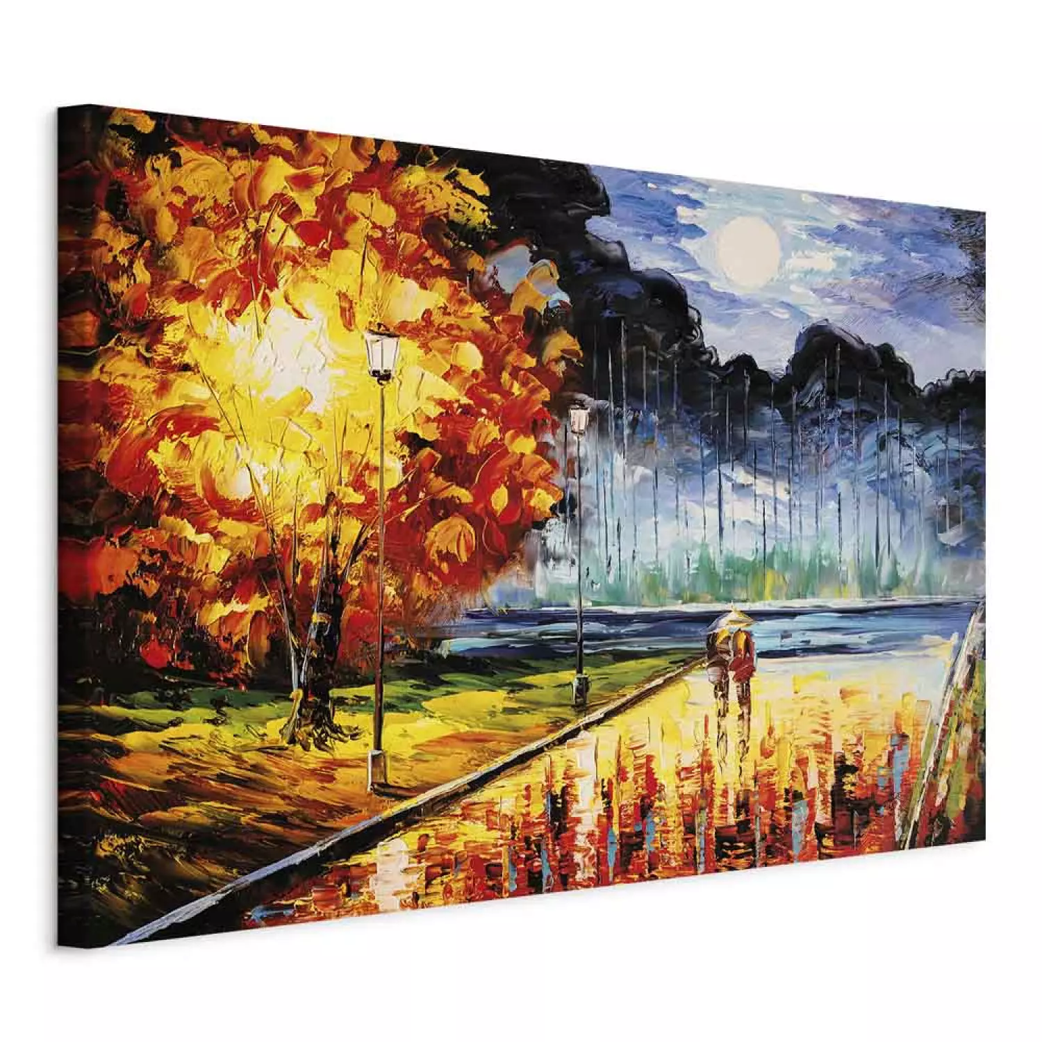 Canvas Art Print Evening Walk - In Love With a Colorful Autumn Park