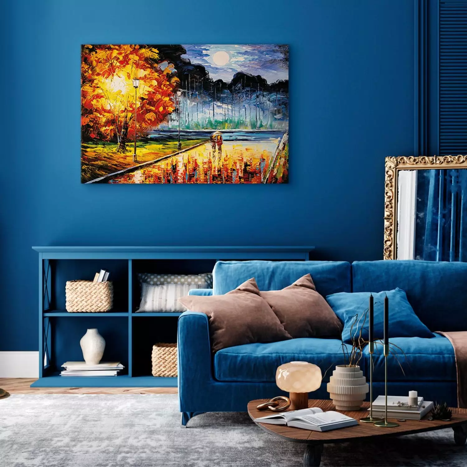 Canvas Art Print Evening Walk - In Love With a Colorful Autumn Park