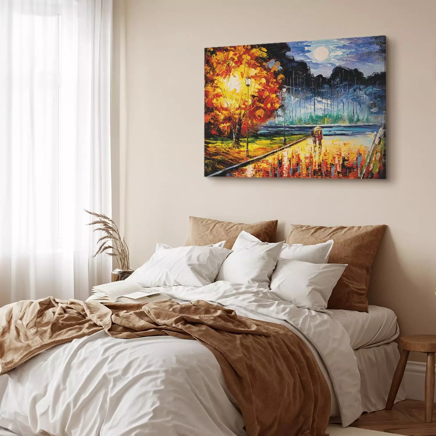 Canvas Art Print Evening Walk - In Love With a Colorful Autumn Park