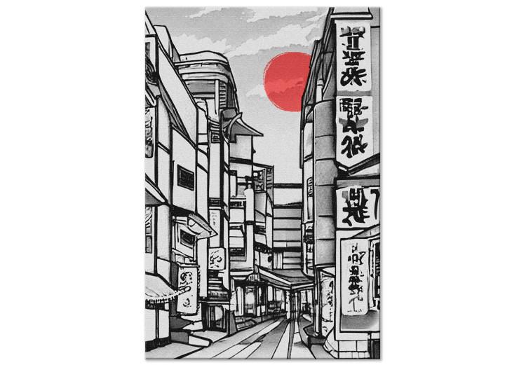 Canvas Street in Japan - Black and White City Architecture in Eastern Style
