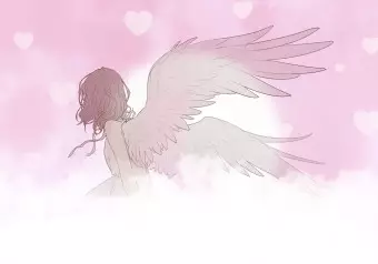 Photo Wallpaper Japanese Angel - Girl in the Clouds With Manga Style Wings Wallpaper Cropper