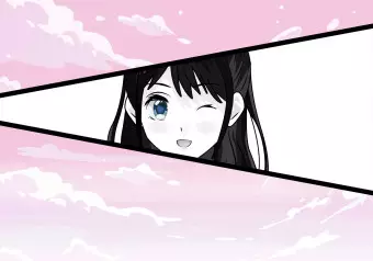 Photo Wallpaper Manga Style Girl - Comic Book Character Against a Pink Sky Background Wallpaper Cropper