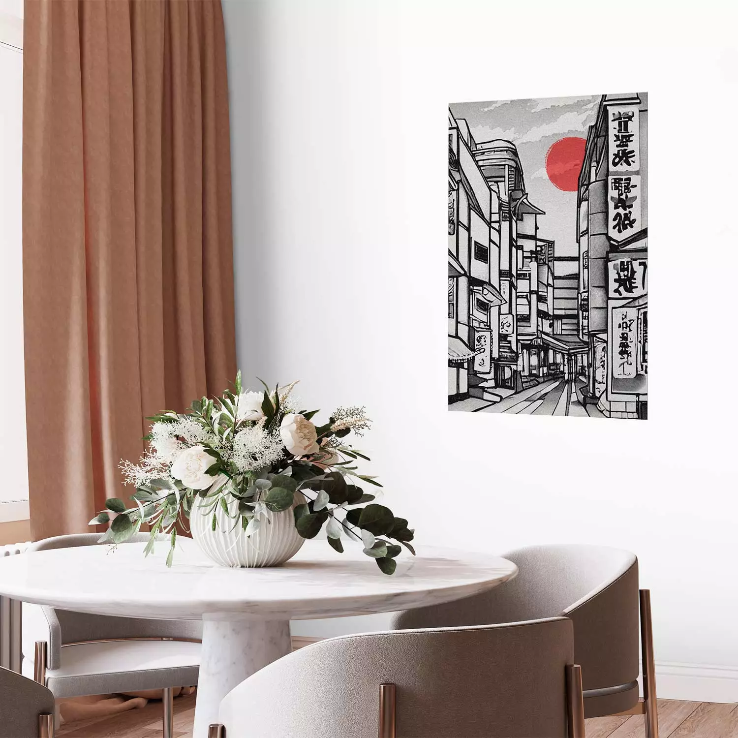 Poster in frames Street in Japan - Asian Style Black and