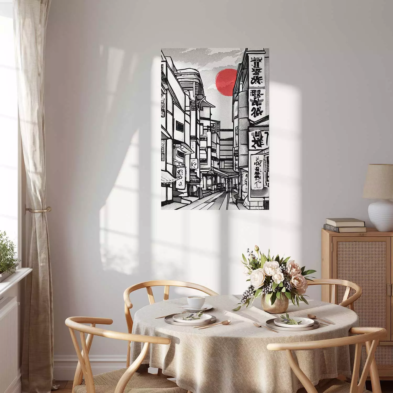 Poster in frames Street in Japan - Asian Style Black and