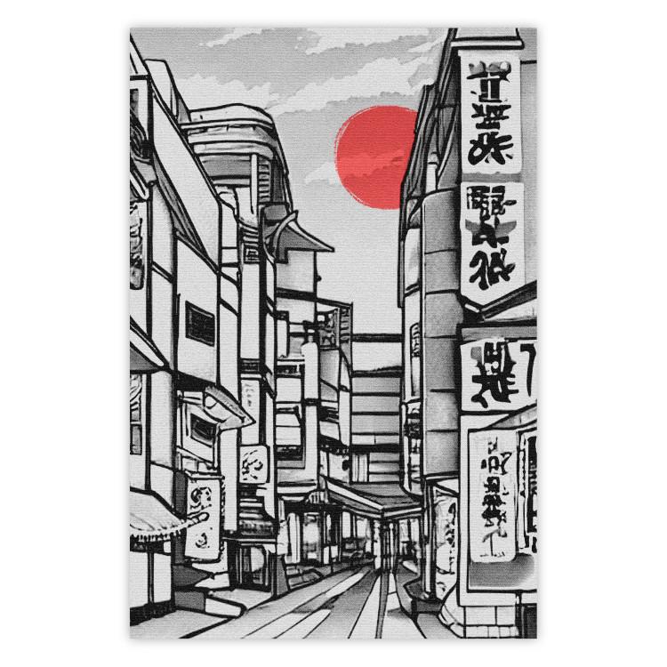 Poster Street in Japan - Asian Style Black and White City Architecture
