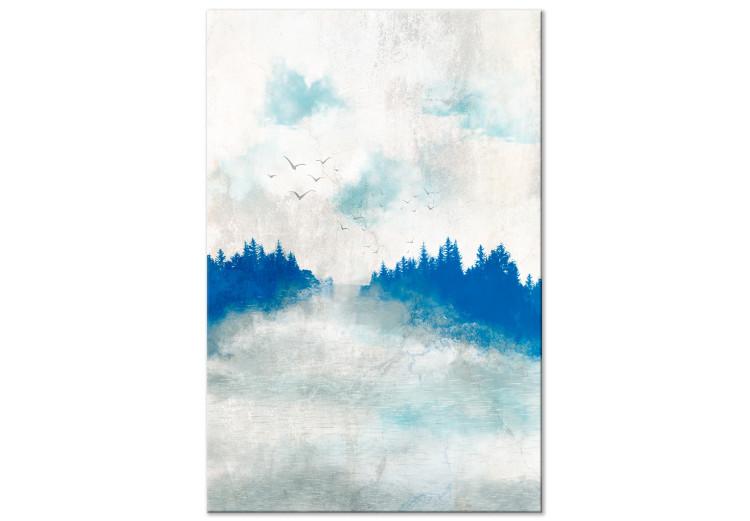 Canvas Blue Forest - Painted Hazy Landscape in Blue Tones