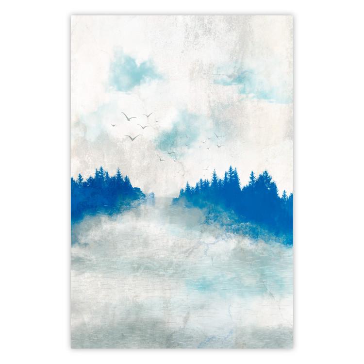 Poster Blue Forest - Delicate, Hazy Landscape in Blue Tones