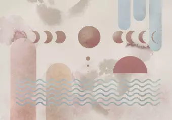 Wall Mural Sky Abstraction - Graphic Suggesting a View of the River and the Phases of the Moon Wallpaper Cropper