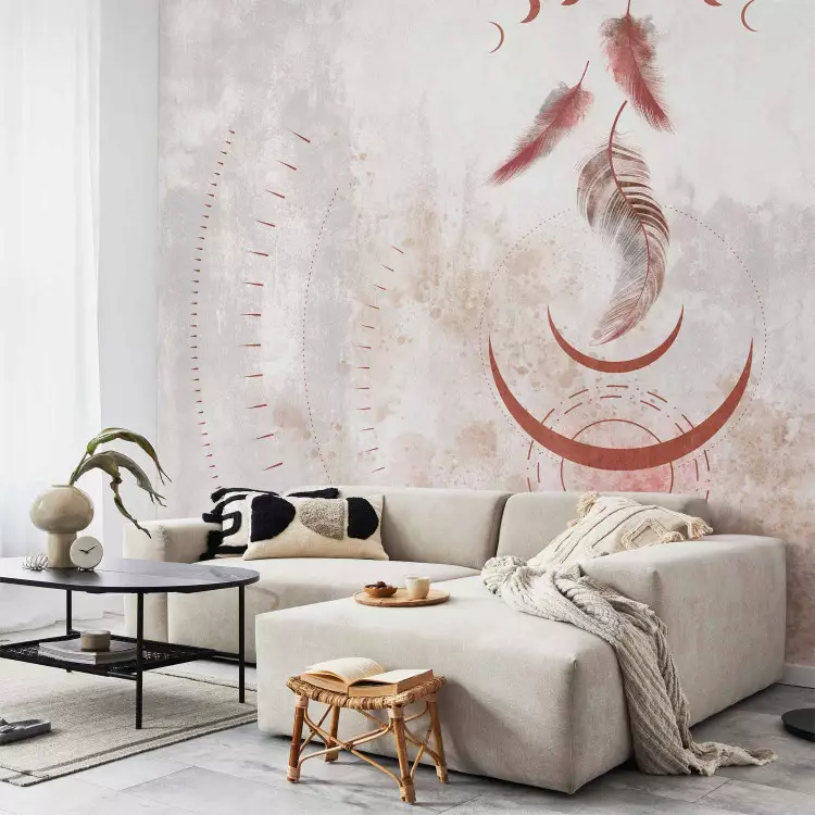 Boho Magic - Composition of Geometric Shapes and Feathers