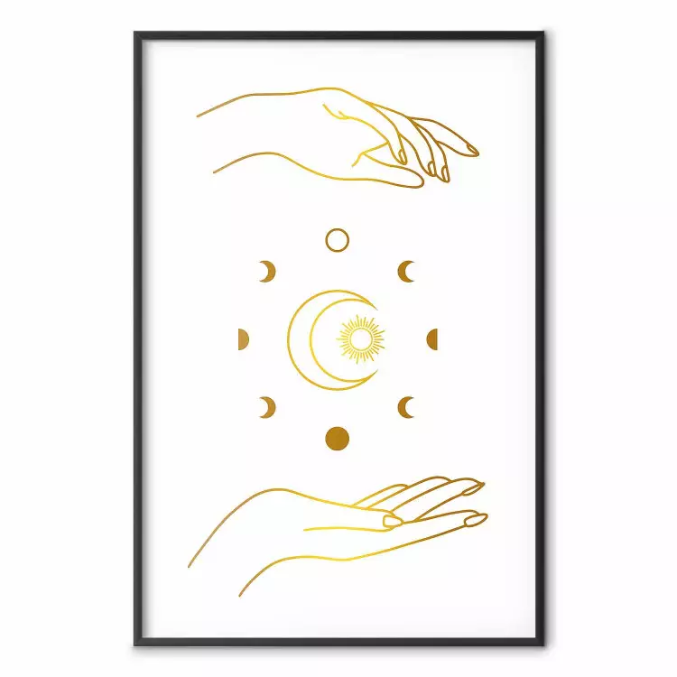 Magic Symbols - All Phases of the Moon and Golden Hands