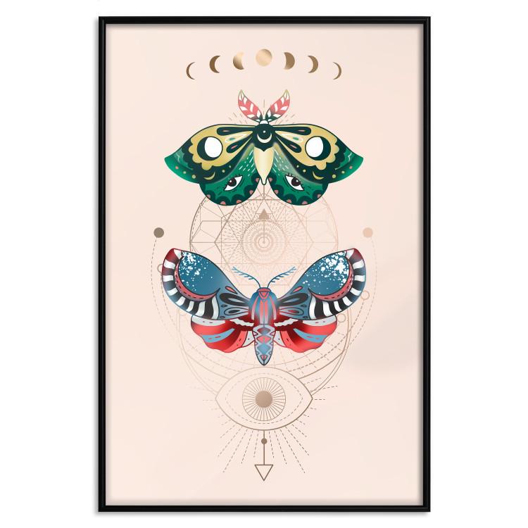Poster Magic Insects - Geometric Esoteric Signs and Colorful Moths