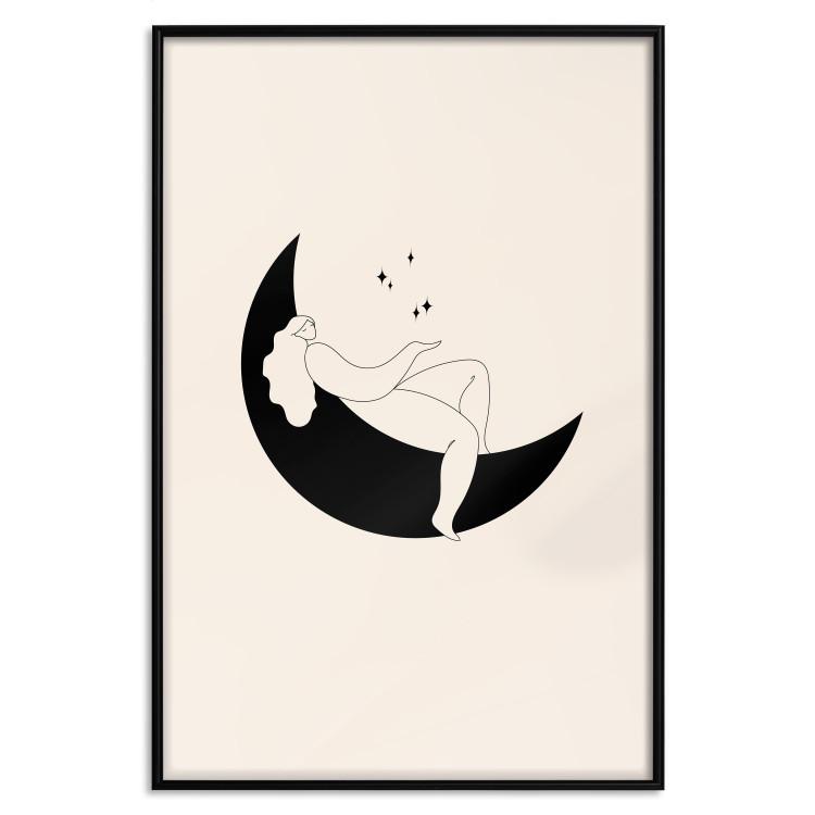 Poster Magic Night - Girl Resting on the Moon Among the Stars