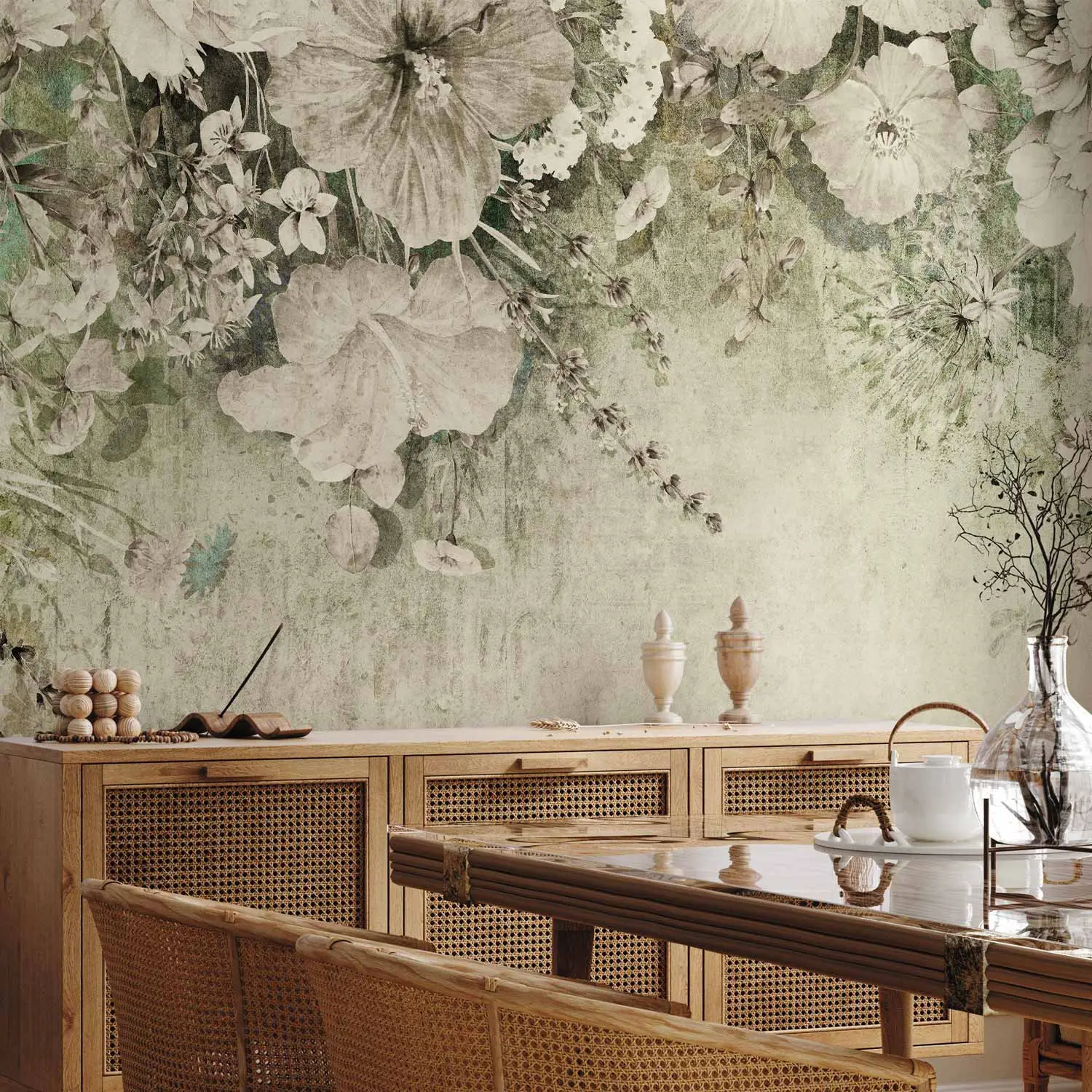 drawing flowers on the wall