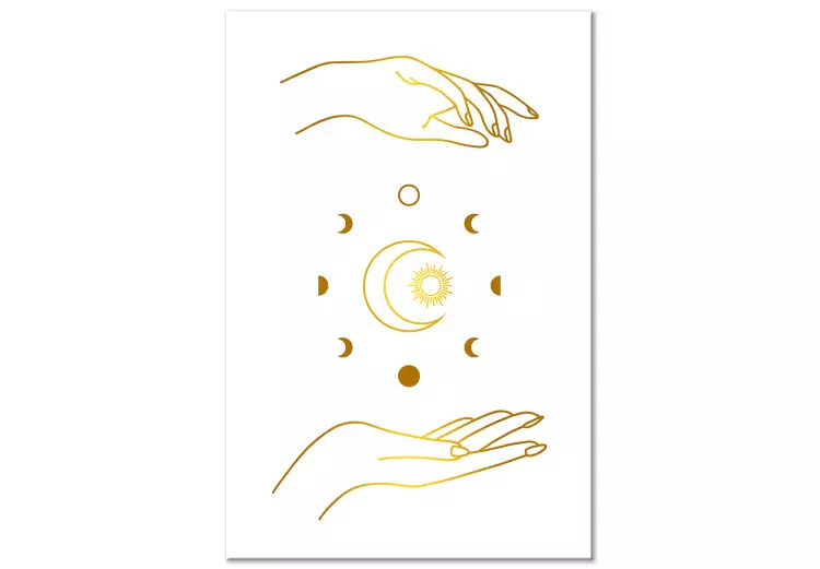 Canvas Magic Symbols - Golden Hands and All Phases of the Moon