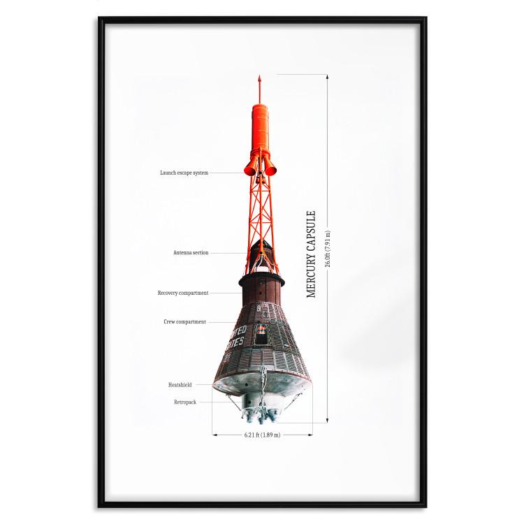 Poster Mercury Capsule - Technical Projection of a Spacecraft on a Scale