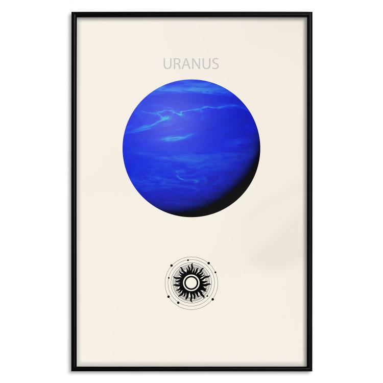 Poster Blue Uranus - Gas Giant with a Solar System in Shades of Blue