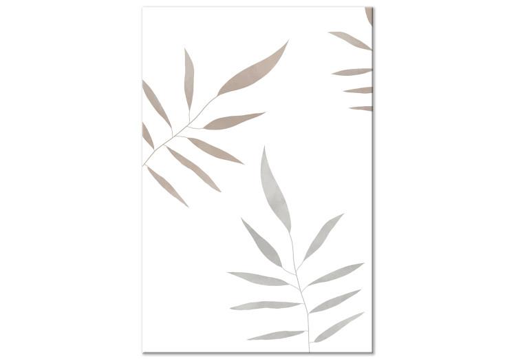 Canvas Watercolor Leaves - Brown and Gray Painted Plants on a White Background