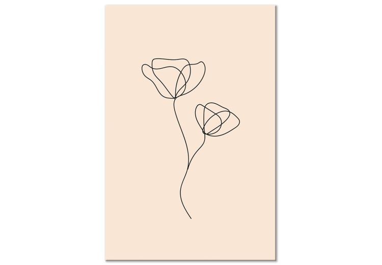 Canvas Linear Flower - Minimalistic Composition on a Beige Background