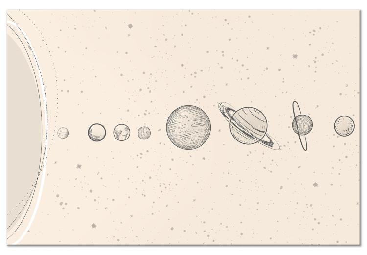 Large canvas print Solar System - Delicate Minimalistic Lineart Style Planets