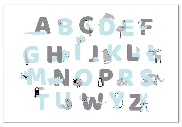 Canvas Polish Alphabet for Children - Blue and Gray Letters with Animals