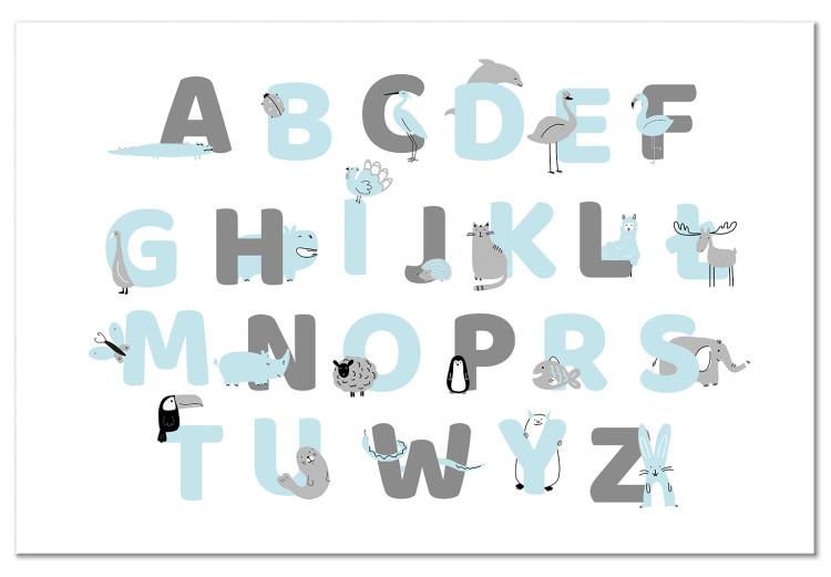 Canvas Polish Alphabet for Children - Blue and Gray Letters with Animals