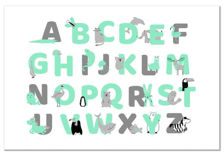 Canvas English Alphabet for Children - Mint and Gray Letters with Animals