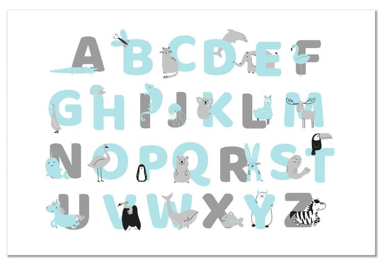 Canvas English Alphabet for Children - Blue and Gray Letters with Animals